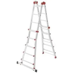 Hailo M80 7520007 Aluminium Multifunktionsleiter Arbeitshöhe (max.): 5.70 m Silber, Rot 15.2 kg