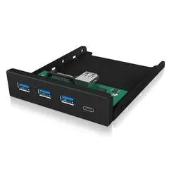ICY BOX, IB-HUB1418-i3, 4 Port USB 3.0 Frontpanel für 3,5 Einbauschacht, 3x USB Type A und 1x USB Type-C? Anschluss