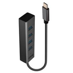 LINDY 43325 USB-Hub 4 Port USB-A USB 3.2 Gen1 5 GBit/s mit USB-C® Stecker Grau 43325