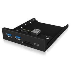 IB-HUB1417-i3, 4 Port USB 3.0 Frontpanel für 3,5 Einb. 2x USB Type A , 1x USB Type-C Anschluss und SD-Kartenleser