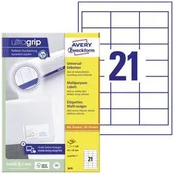 AVERY ZWECKFORM Etiketten 64x36mm 3670 weiss 2100 Stk./100 Blatt