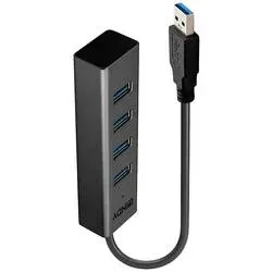 LINDY 43324 USB-Hub 4 Port USB-A USB 3.1 Gen1 5 GBit/s Schwarz 43324