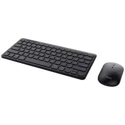 Trust Lyra WL Bluetooth®, Funk Tastatur, Maus-Set Wiederaufladbar, Geräuscharme Tasten, Spritzwassergeschützt,