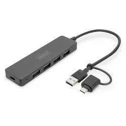 Digitus DA-70235 USB-Hub 4 Port USB-A USB 3.0 5 GBit/s mit USB-C® Stecker Schwarz DA-70235
