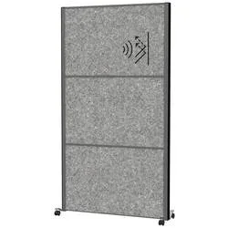 MAUL Stellwandsystem MAULconnecto, Steckmodule, 3x Akustikvlies dunkel, Klettverbindung, auf Rollen, H 1800 x B 1000 mm, anthrazit