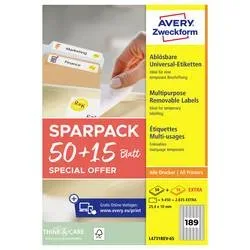 AVERY ZWECKFORM Universal-Etiketten 254x10mm L4731REV-65 weiss 50+15 Blatt