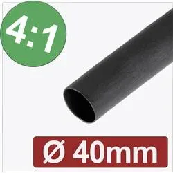 Quadrios 24CA304 Schrumpfschlauch mit Kleber Schwarz 40 mm 10 mm Schrumpfrate:4:1 Meterware