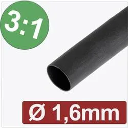 Quadrios 24CA282 Schrumpfschlauch mit Kleber Schwarz 1.60 mm 0.53 mm Schrumpfrate:3:1 Meterware