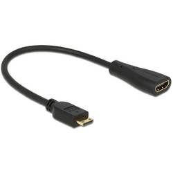 Delock HDMI Anschlusskabel HDMI-Mini-C Stecker, HDMI-A Buchse 0.23 m Schwarz 65650 vergoldete Steckkontakte HDMI-Kabel