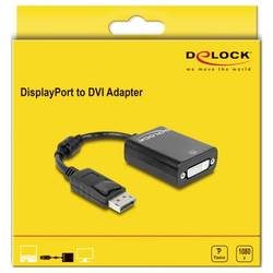 Delock 61847 DisplayPort / DVI Adapter [1x DisplayPort Stecker - 1x DVI-Buchse 24+1pol.] Schwarz mit Ferritkern 0.23 m