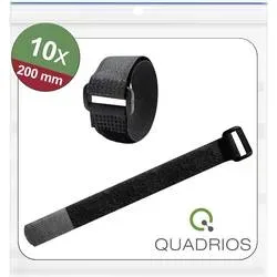 Quadrios 25CA570 Klettkabelbinder zum Bündeln Haft- und Flauschteil (L x B) 200 mm x 20 mm Schwarz 10 St.