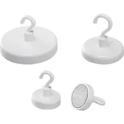 magnetoplan Hakenmagnet (Ø x T) 47 mm x 47 mm rund Weiß 10 St. 52647S10