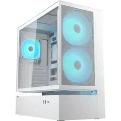 Cougar CFV235 Midi-Tower PC-Gehäuse Weiß 3 vorinstallierte Lüfter, Integrierte Beleuchtung, Seitenfenster, Staubfilter