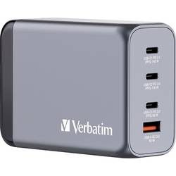 Verbatim GNC-240 GaN Reiseladeadapter 240 W 1x USB-A, 3x USB-C® USB PD, USB PD 3.1, QC 3.0 Grau GaN, mit Europa-Adapter,