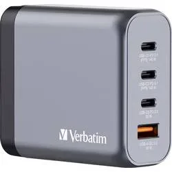 VERBATIM Charger 140W GaN grey 32203 3xUSB-C 1xUSB-A +Adapter UK/US