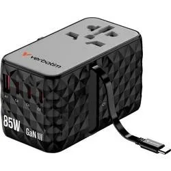 Verbatim Charge n Travel GaN III Reiseladeadapter 85 W 1x USB-A, 3x USB-C® USB PD, USB PD 3.1, QC 3.0, QC 4+, PPS, Fast