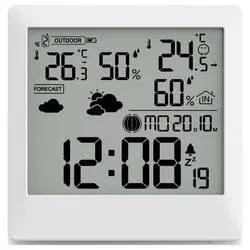hama 00222238 Wetterstation Palawan, mit Außensensor, Funk, Wecker, Thermo/Hygro, Weiß