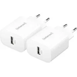 INTENSO Power Adapter W5A Charger 7800522 5W, USB-A, white double pack