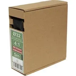 Quadrios 25CA732 Schrumpfschlauch mit Kleber Schwarz 32 mm 8 mm Schrumpfrate:4:1 5 m