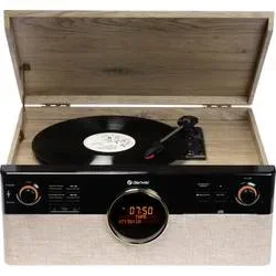 Denver MRD-180 Retro Stereoanlage DAB+, Bluetooth®, CD, Kassette, Plattenspieler, Schwarz, Holz