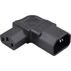 TRU COMPONENTS Adapter Kaltgeräte-Buchse C13 - Kaltgeräte-Stecker C14 Gesamtpolzahl: 3 Schwarz 1 St.