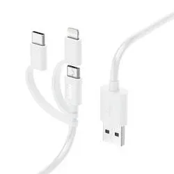 Hama USB-Kabel USB 2.0 USB-A Stecker, USB-C® Stecker, Apple Lightning Stecker, USB-Micro-A Stecker 1 m Weiß 00201535