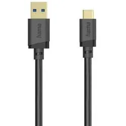 Hama USB-Kabel USB 3.2 Gen1 USB-A Stecker, USB-C® Stecker 0.75 m Schwarz vergoldete Steckkontakte 00202005