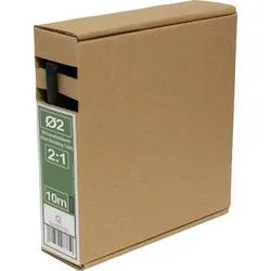 Quadrios 26CA768 Schrumpfschlauch ohne Kleber Schwarz 2 mm 1 mm Schrumpfrate:2:1 10 m
