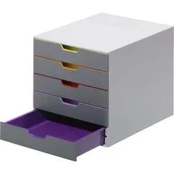 DURABLE Schubladenbox Varicolor 5 -C4 7605/27 farbige Griffe, 5 Schubladen