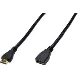 Digitus HDMI Verlängerungskabel HDMI-A Stecker, HDMI-A Buchse 5.00 m Schwarz AK-330201-050-S Rund, vergoldete