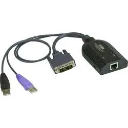 ATEN KVM Adapter [2x USB 2.0 Stecker A, DVI-D Stecker - 1x RJ45-Buchse] 0.20 m Schwarz