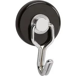 Maul Magnet (Ø x H) 35 mm x 53 mm rund, mit Haken Schwarz, Silber 2 St. 6155790
