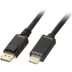 LINDY DisplayPort / HDMI Adapterkabel DisplayPort Stecker, HDMI-A Stecker 3.00 m Schwarz 36923 DisplayPort-Kabel