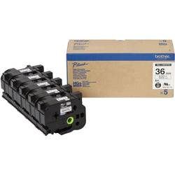 Schriftband 5er Set Brother HGe-261V5 Bandfarbe: Weiß Schriftfarbe: Schwarz 36 mm 8 m