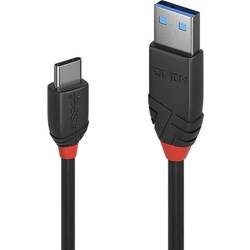 LINDY USB-Kabel USB 3.2 Gen1 USB-C® Stecker, USB-A Stecker 1.00 m Schwarz 36916