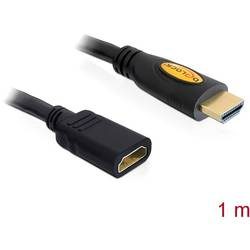 Delock HDMI Verlängerungskabel HDMI-A Stecker, HDMI-A Buchse 1.00 m Schwarz 83079 4K UHD, vergoldete Steckkontakte
