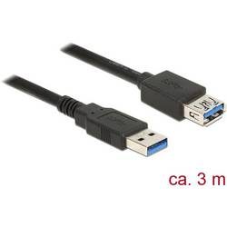 Delock USB-Kabel USB 3.2 Gen1 USB-A Stecker, USB-A Buchse 3.00 m Schwarz vergoldete Steckkontakte 85057