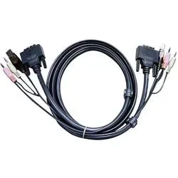 ATEN 2L-7D02U KVM Kabel DVI-D (Single Link), USB, Audio, schwarz, 1,8 m