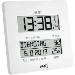 TFA Dostmann 60.4509.02 Funk Wanduhr 2.7 cm x 19.5 cm x 19.5 cm Weiß