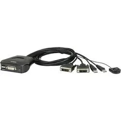 ATEN -  2-Port USB DVI-Kabel KVM Switch mit Remote-Port-Wähler, Schwarz