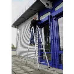 MUNK Günzburger Steigtechnik 11154 Aluminium Stufen-Doppelleiter Arbeitshöhe (max.): 3.2 m Silber 8.7 kg