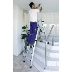 MUNK Günzburger Steigtechnik 32015 Aluminium Teleskopleiter Arbeitshöhe (max.): 5.3 m Silber 14.7 kg