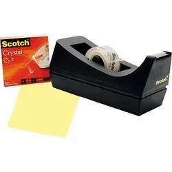 Scotch Klebebandabroller-Set Crystal Clear C38 Schwarz 19 mm (B) x 10 m (L) PP (Polypropylen)