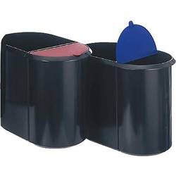 helit System-Papierkorb DUO Deckel blau, Korpus schwarz, VE 2 Stk