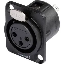 Hicon HI-X3DF-M XLR-Steckverbinder Flanschbuchse, Kontakte gerade Polzahl: 3 Schwarz 1 St.