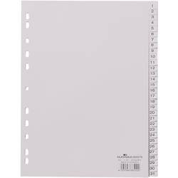 DURABLE Index-Haftstreifen 1-31 A4 Grau 31-teilig Polypropylen 11 Löcher 6523