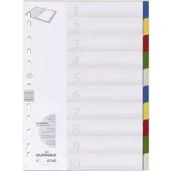 DURABLE Blanko Register DIN A4 Farbig Sortiert Mehrfarbig 10-teilig PP (Polypropylen) Portrait A4 11 Löcher 6740