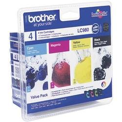 Brother Tinte LC-980 Original Kombi-Pack Schwarz, Cyan, Magenta, Gelb LC980VALBP