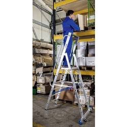 Stufenstehleiter, mit grosser Plattform, Aluminium, mit 6 Stufen