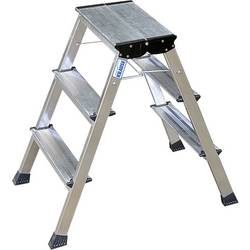 KRAUSE, KRAUSE Alu-Klapptritt mit Rollen 2 x 3 Stufen, natur